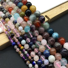Miçangas de pedras de cristal natural, 4/6/8/10mm, várias cores, para pulseira, colar, jóias diy 2024 - compre barato