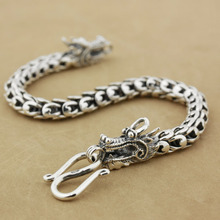 LINSION 925 Sterling Silver Handmade Dragon Chain Mens Punk Rock Biker Bracelet 8F003 2024 - buy cheap