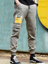 EL BARCO/хлопковые мужские брюки-карго с карманами в стиле хип-хоп, черные, серые, хаки, шаровары, уличная одежда, летние мужские брюки-карандаш, размеры M-4XL 2024 - купить недорого