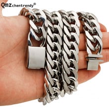 Qmzchentrendy Mens 17mm 60cm Stainless Steel Curb Cuban Chain Necklace Boys Chain Link Heavy Hip hop Men Jewelry Drop Shipping 2024 - buy cheap