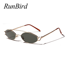 Runbird óculos de sol retrô feminino e masculino, óculos de sol com armação de metal dourada uv400, ponte dupla, óculos de sol vintage pequeno punk 5403 2024 - compre barato