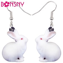 Bonsny-pendientes acrílicos de conejo y conejo para mujer, aretes colgantes grandes de dibujos animados largos, joyería de animales, accesorios para niñas y adolescentes 2024 - compra barato