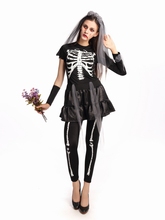 New Sexy Women Skull Long Skeleton Dress Adult Halloween Costume Cosplay Lace Vampire Bride Fancy Dress Party 2024 - buy cheap