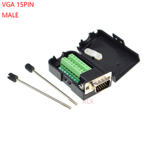 1PCS VGA VGA15 DB15 15PIN 3 ROW male plug connector to screw terminal adapter with black shell D-SUB wire cable free solder diy 2024 - buy cheap