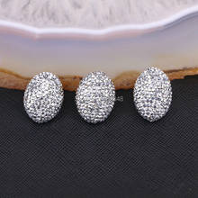 10PCS Zyunz Jewelry Oval shape White Rhinestone Paved Stone Spacer Beads, Pave Setting Crystal Connectors, handmade bead 2024 - buy cheap