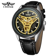 Winner Top Brand Black Gold Male Clock Men Relogios Skeleton Mens Watches Luxury Montre Leather Wristwatch Men Mechanical Watch 2024 - buy cheap