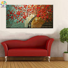 hand painted tree flower oil painting on canvas large cheap thick textured Relief red flowers wall pictre for living room 2024 - buy cheap