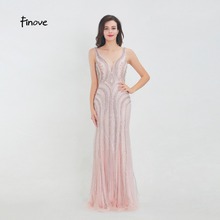 Finove New Chic Prom Dress 2020 Long Party Gowns Full Beading Crystals Sexy V-Neck Backless Formal Dress Woman Vestido de fiesta 2024 - buy cheap