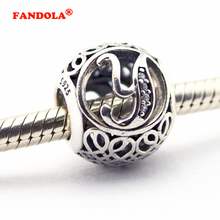 925 Sterling Silver Jewelry Fits Pandora Charms Bracelets Vintage Y with Clear Cubic Zirconia Beads Free Shipping 2024 - buy cheap