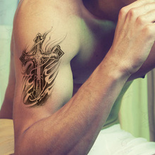 Для мужчин временные продукты секса тату наклейки Водонепроницаемый пламя крест дизайн руку поддельные тело Книги по искусству макияж высокое качество 2024 - купить недорого