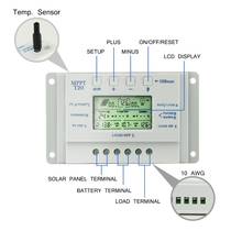 20A Контроллер заряда солнечной панели контроллер с ЖК-дисплеем для 12 В/24 В Авто двойной таймер функция Солнечный регулятор T20 2024 - купить недорого