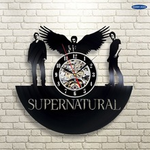 wall clock Supernatural Home Record Clock Wall Decoration Modern Vintage Art Room 2024 - buy cheap