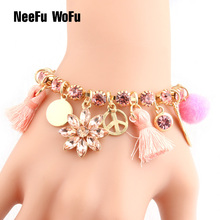 NeeFuWoFu Crystal Bracelets Rhinestone Bracelet Pulsera Bohemia de Madera Rope Chain Estrela de Cinco Pontas Bracelet Perles 2024 - buy cheap