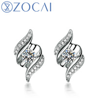 ZOCAI earrings Encounter 100% natural diamond 0.13 ct genuine diamond 18K white gold stud earrings fine jewelry E00798 2024 - buy cheap