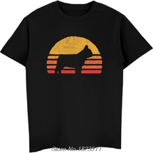 Fashion Summer Retro Sun French Bulldog Silhouette T-shirt Vintage Tee Shirt For Dog Lovers Tee Men Shirt Harajuku Streetwear 2024 - buy cheap