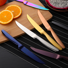 4PCS Stainless Steel Rainbow Fruit Knife Sharp Table Knives Set Restaurant Cutlery Dinner Knife Gold Knives Dinnerware Set 2024 - buy cheap