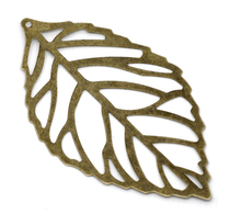 DoreenBeads 100 Bronze Tone Filigree Leaf Charm Pendants 54x32mm (B11725), yiwu 2024 - buy cheap
