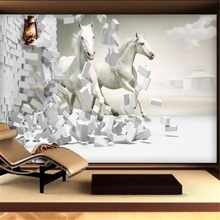 Papel de parede personalizado mural 3D papier peint sala musa estilo cachoeira pintura Chinesa oito cavalos TV fundo papel de parede 2024 - compre barato