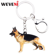 WEVENI Acrylic German Shepherd Dog Key Chains Keychains Holder Animal Jewelry For Women Girls Bag Car Purse Charms Wholesale New 2024 - buy cheap