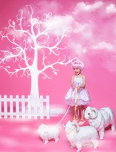 Plano de fundo fotográfico para bebê recém-nascido, 5 * pés rosa, cão gancho vintage, cerca com ovelha, cenário fotográfico, adereços de estúdio de fotos 2024 - compre barato