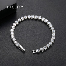 FXLRY роскошный новый дизайн белый цвет 4 мм фианит Теннисный браслет для женщин Модный свадебный браслет ювелирные изделия 2024 - купить недорого