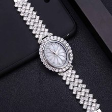 Reloj con correa de cristal y diamantes para mujer, pulsera de cuarzo analógico de acero inoxidable, de lujo, a la moda, regalo femenino 2024 - compra barato