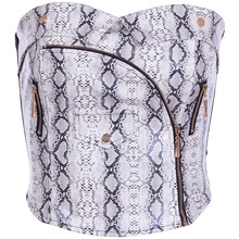 Snake Skin Top Printed Zipper Design Sexy Tank Tops Women Clubwear Strapless Wrap Bust Vest Casual Ladies Crop Top 2022 New 2024 - buy cheap