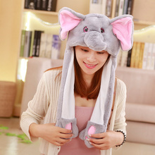 New attractive Moving Ear Cute animal Plush Hat Funny Playtoy Ear Up Down Rabbit dog pig Gift Toy for Kids Girls 2024 - buy cheap