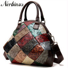 Norbinus-Bolso de piel auténtica para mujer, bolsa de hombro con costuras de diseñador, de lujo 2024 - compra barato