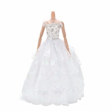 Vestido de boda de lujo para muñecas verano 11 "accesorios de ropa de muñeca blanco elegante vestidos de fiesta de tela 2024 - compra barato