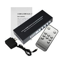 Interruptor hdmi de 3 portas com óptico toslink spdif & rca l/r saída de áudio, extrator de áudio hdmi 3x1 divisor com controle remoto, suporta 4k * 2k 2024 - compre barato