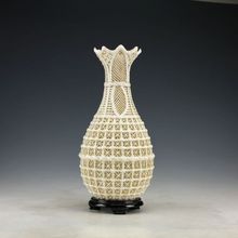 Old Collectible Decoration White Porcelain Hollow Out Carving Flowers Noble Vase 2024 - buy cheap
