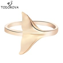 Todorova 2017 New Unique Cute Whale Tail Ring in brass Ginkgo Leaf Charm Rings for Women Party Wedding Vintage Accessories 2024 - buy cheap