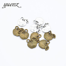 YuenZ-Colgante de Metal con forma de manzana para mujer, colgante de color plateado antiguo para pulsera, collar, fabricación de joyas, 30 Uds., 11x11mm, K25 2024 - compra barato
