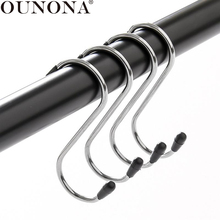OUNONA 4PCS Stainless Steel S Hook Universal Rack Hooks Sturdy Hanging Hooks for Kitchenware Cookware Utensils Hooks Size S 2024 - buy cheap