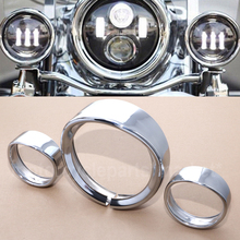 7inch Chrome Visor Style Headlight Trim Ring 4.5 inch Fog Light Lamp Trim Ring For Harley Touring Road King Electra Glide 2024 - buy cheap