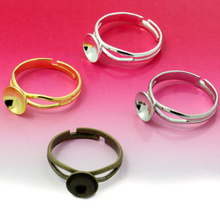 10pcs 8/10mm Ring Settings Cabochon Base Sunken Tray Blank for Cabochon Cameo DIY Fashion Rings Adjustable Ring Base 2024 - buy cheap