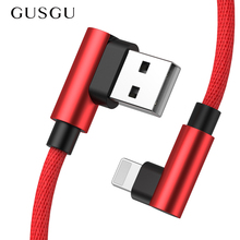 GUSGU 90 degree Elbow for Lightning cable for iphone XS MAX for iphone cable USB Charger Cable Sync For iPhone XR 7 8 plus 5s 2024 - buy cheap