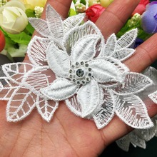 5X 3D Diamond Flowers Windmill Leaf Embroidered Lace Trim Ribbon Fabric Handmade DIY Sewing Craft For Costume Hat Decoration 2024 - buy cheap