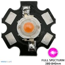 Luz de led emissora de alta potência 3w com espectro completo 380-840nm, depilações 45mil on 20mm, pcb de alumínio para diy planta, luz de crescimento, com 10 peças