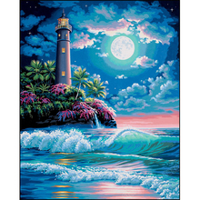 5D DIY Diamond Embroidery Seascape in Moon Night Cartoon Picture Mosaic Full Drill Square Diamond Painting Cross Stitch Kits Art 2024 - buy cheap