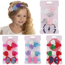 Cute 3pcs/lot Kids Baby Accessories Fashion Floral Headband Girls Baby Bowknot Hairband Set Photo Shoot Cute Gift 2024 - buy cheap