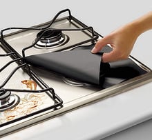 Protetores de fogão a gás reutilizáveis, fibra de vidro, 4 unidades, queimador de fogão a gás, capas de cozinha ferramentas tapete protetores capa s3 2024 - compre barato