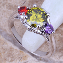 Unique Multicolor Multigem Silver Plated Fashion Ring Size 6 / 7 / 8 / 9 E184 2024 - buy cheap