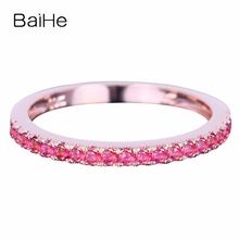 Baihe anel de joias sólidas em ouro rosê de 18k 0.25ct, certificação h/si, redondo, 100% genuíno, joias finas para mulheres, noivado 2024 - compre barato