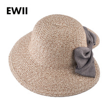 2018 Bow-knot sun hats for women wide brim panama cap ladies summer beach floppy hat girl straw visor caps female chapeau 2024 - buy cheap