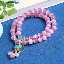 JoursNeige Pink Natural Cat Eye Stone Bracelets Roasted blue butterfly Pendant For Women Girl Bracelet Original Design Jewelry 2024 - buy cheap