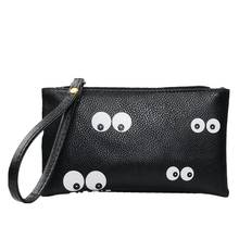 2018 New Fashion Funny Women Black Wallet Girls Pu Leather Small Long Zipper Coin Purse  Handbag Designer Wristlet Hand Bag 2024 - buy cheap