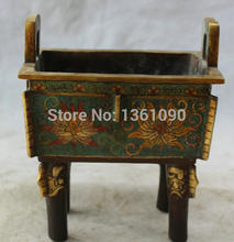 xd 001327 8" Chinese Dynasty palace Cloisonne Bronze Gild lotus Incense Burner Censer Ding 2024 - buy cheap