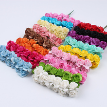 144PCS 1.8cm Artificial Paper Flower For Wedding Candy Box Scrapbooking Cake Top Decoration Fake Rose DIY Floral Wreath Handmade 2024 - buy cheap